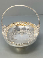 Load image into Gallery viewer, Victorian Silver Plated Hand Chased Basket with Handle
