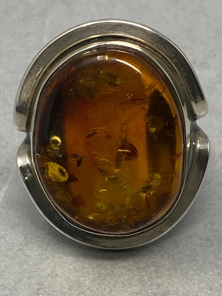 Sterling Silver and Natural Baltic Amber Ring