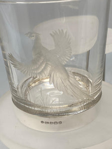 Sterling Silver & Crystal Engraved Tumblers with Pheasants