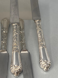 Set of Six Silver Plated Fruit/Dessert Knives - La Regence Pattern