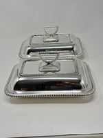 Load image into Gallery viewer, Pair of Antique Silver Plated Entree Dishes with Gadroon Borders
