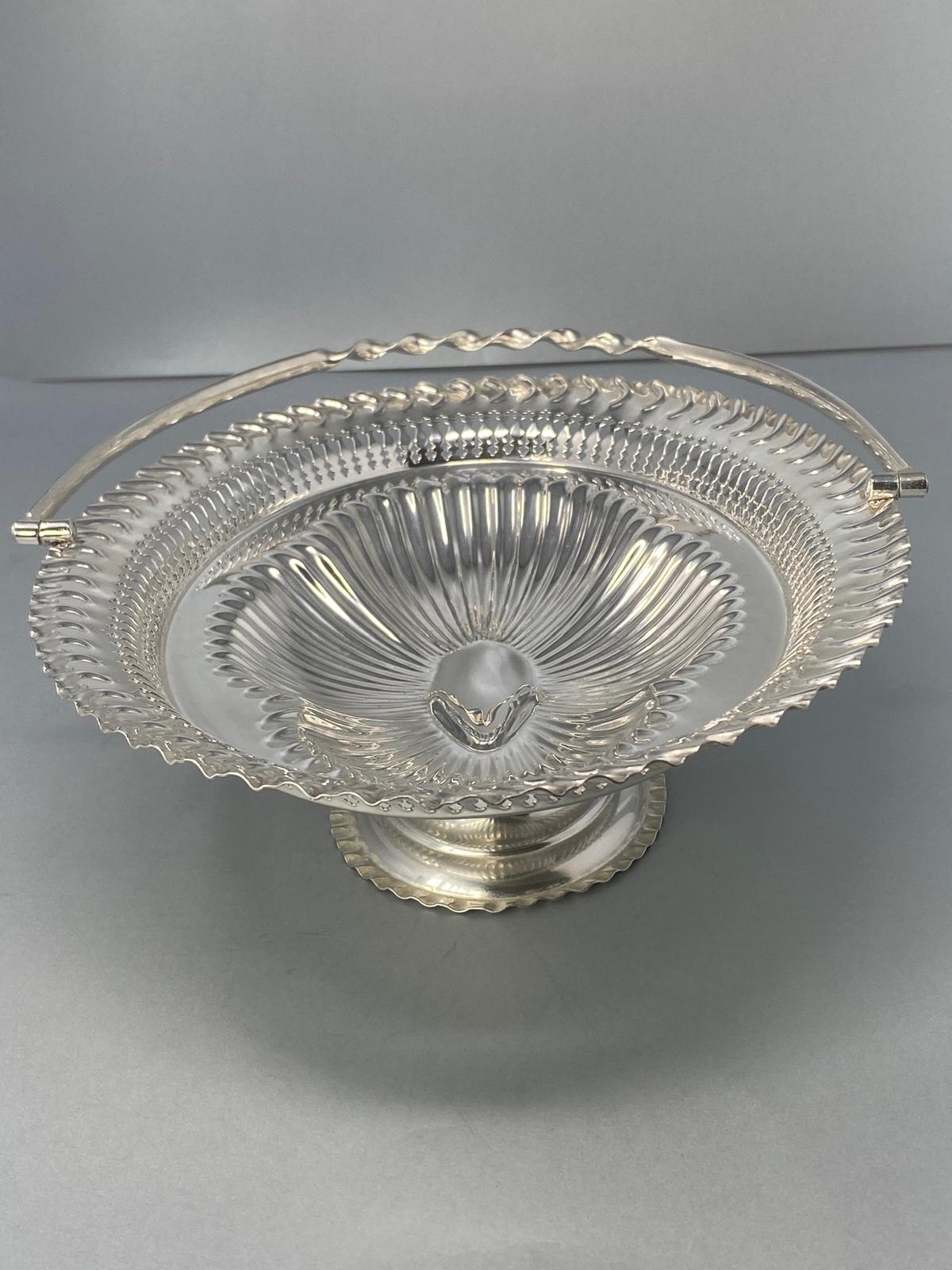 Antique Victorian Silver Plated Cake/Fruit Basket with Swing Handle