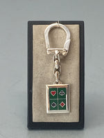 Load image into Gallery viewer, Silver and Enamel Playing Cards Key Ring
