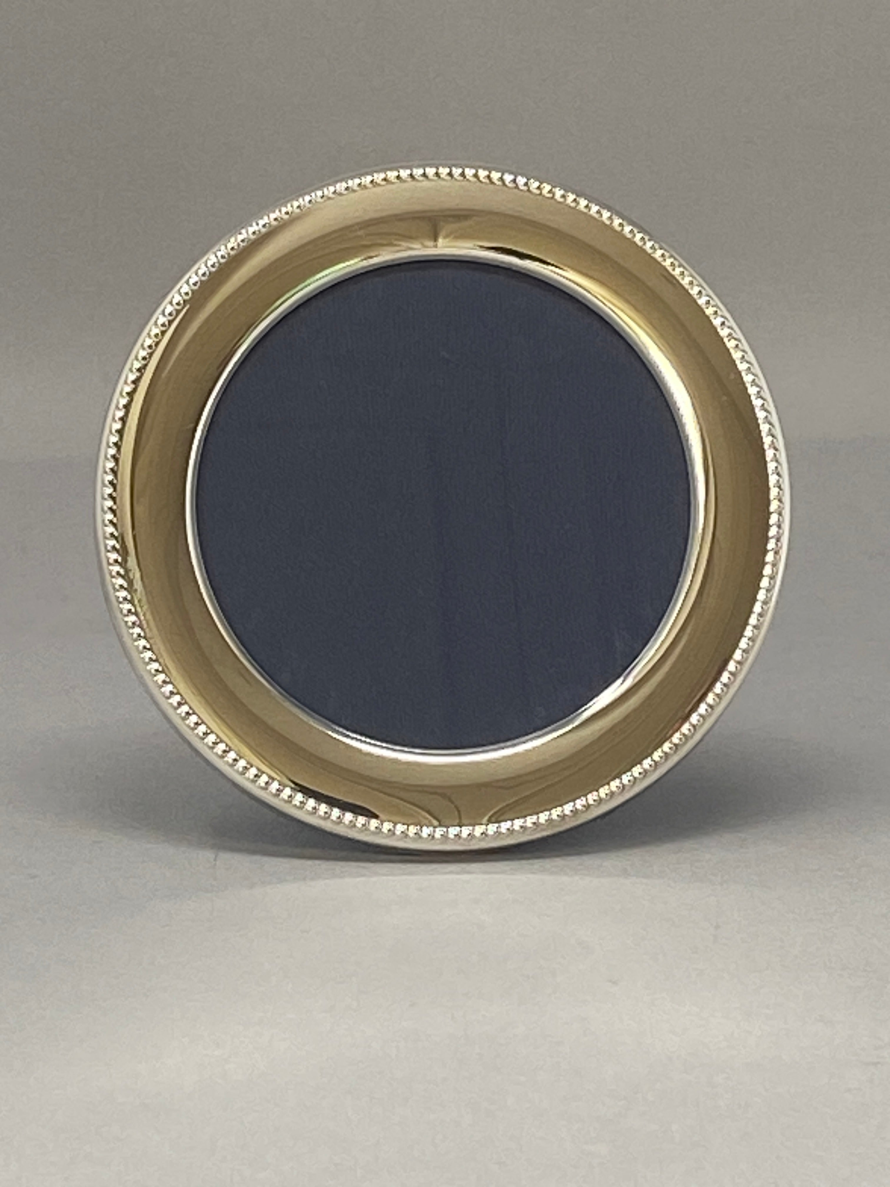 Silver Round Photo Frame with Bead Border by Carrs BC2