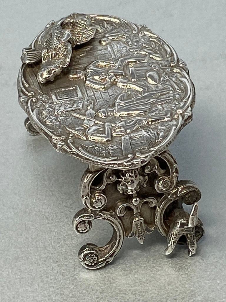 Sterling Silver Miniature Table with Cat