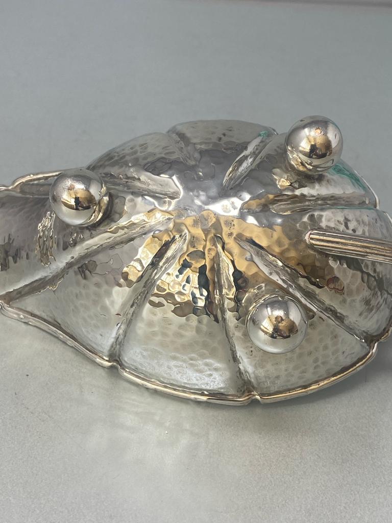 Pair of Arts & Crafts Style Large Antique Silver Plated Sauce Boats