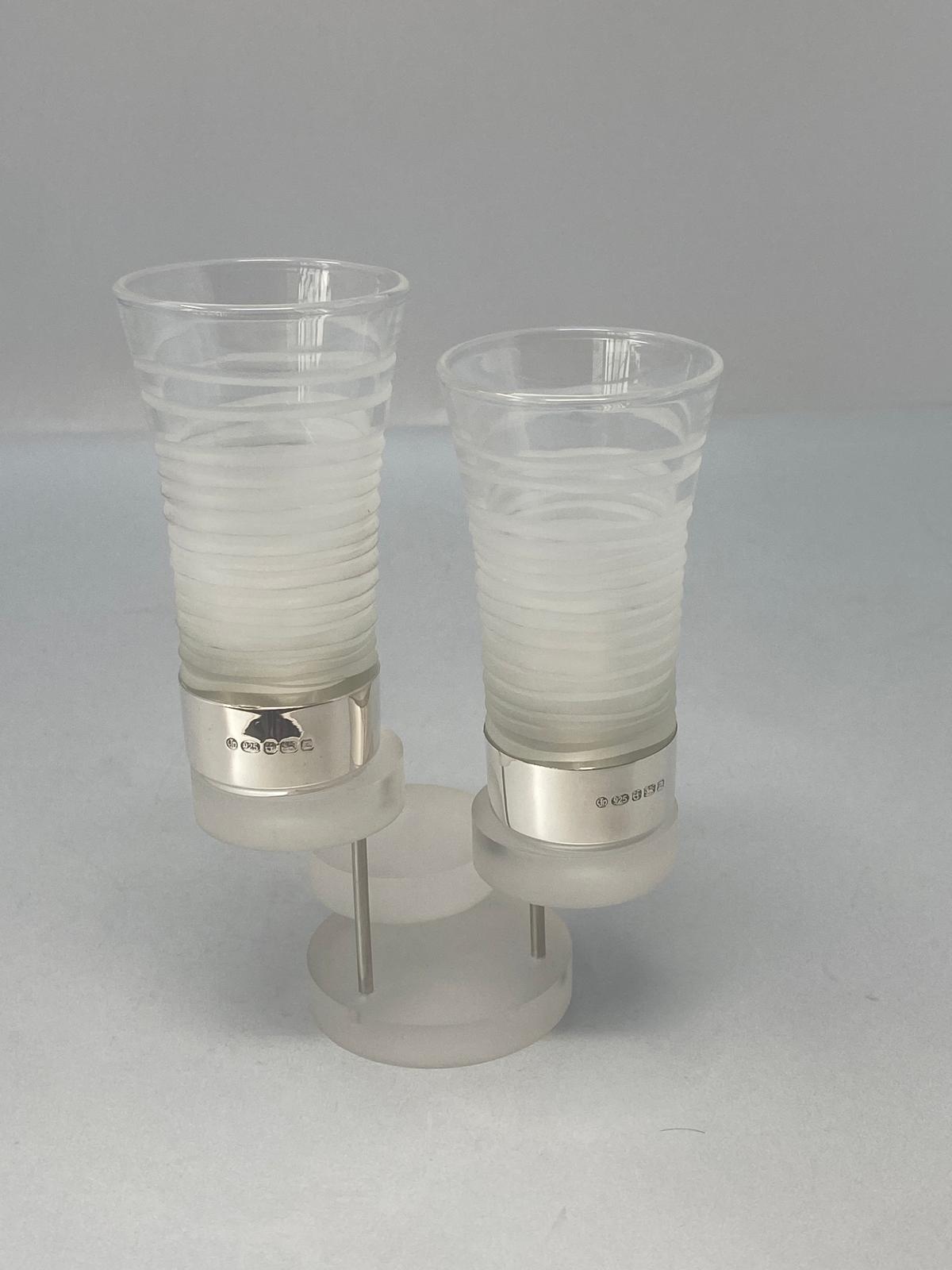 Pair of Sterling Silver & Glass Shot Glasses