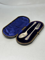 Load image into Gallery viewer, Antique Victorian Sterling Silver Childs Spoon &amp; Fork by Walker &amp; Hall
