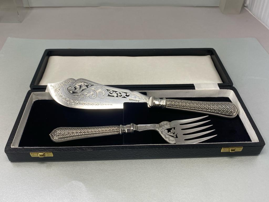 Pair of Antique Silver Plated Fish Servers