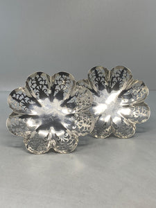 Pair of Antique Sterling Silver Shaped Dishes with Pierced Decoration made by E Viners