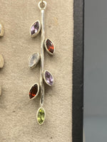 Load image into Gallery viewer, Sterling Silver Earrings with Amethyst, Garnet, Moonstone &amp; Peridor
