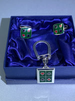 Load image into Gallery viewer, Silver and Enamel Playing Cards Key Ring
