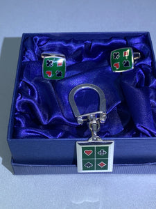 Silver and Enamel Playing Cards Key Ring
