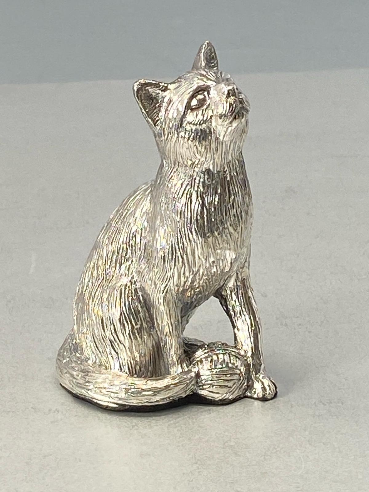 Sterling Silver Medium Sized Cat and Ball