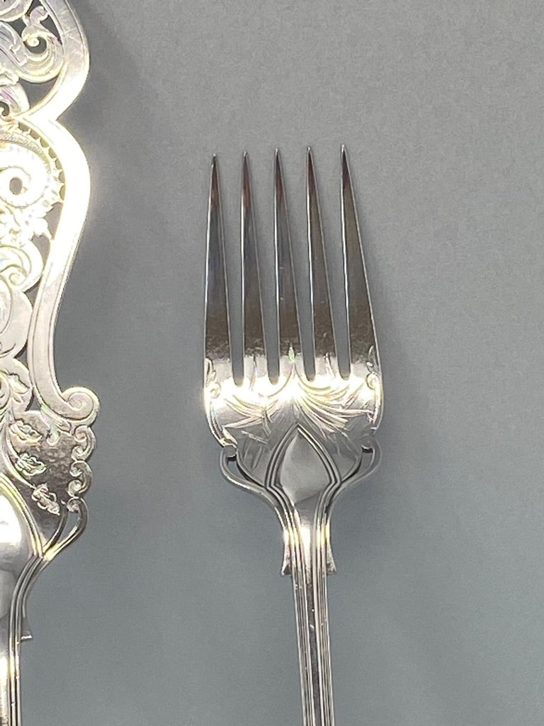 Pair of Antique Victorian Silver plated Fish Servers by Elkington & Co - circa 1870