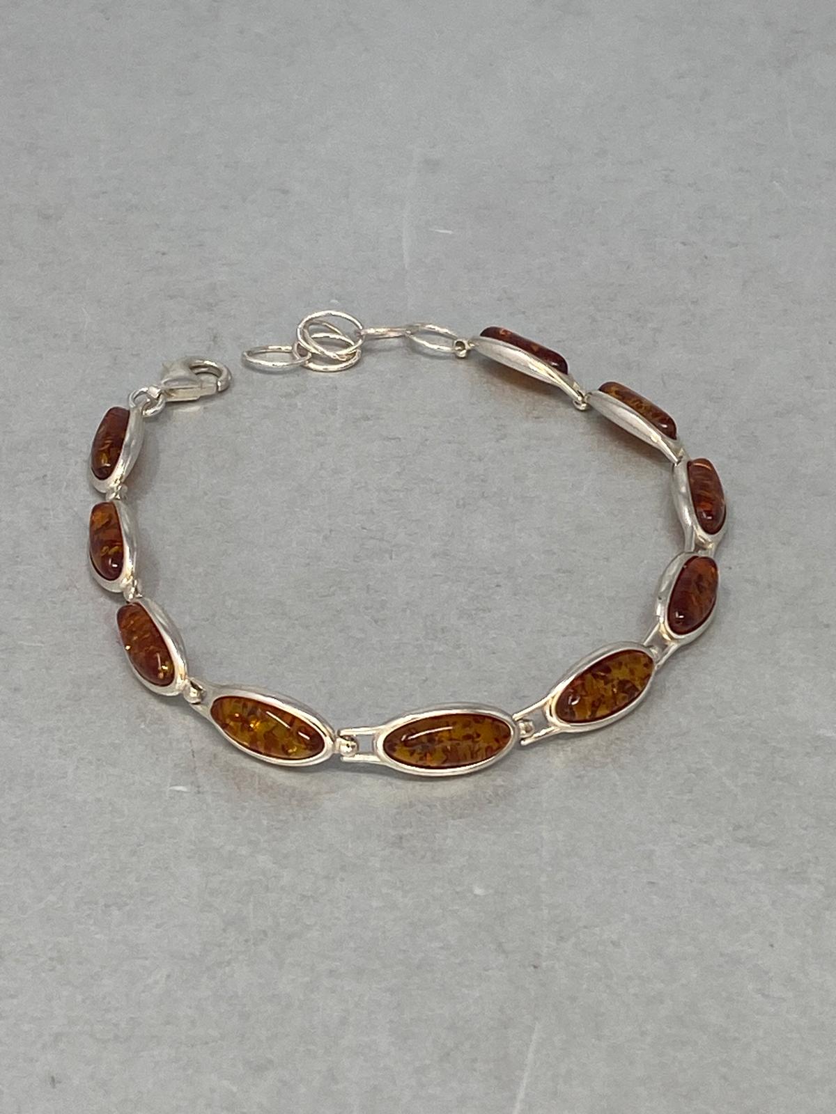 Sterling Silver and Amber Stone Bracelet