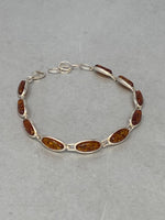 Load image into Gallery viewer, Sterling Silver and Amber Stone Bracelet
