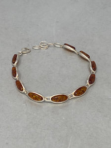 Sterling Silver and Amber Stone Bracelet