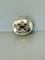 Load image into Gallery viewer, Vintage Sterling Silver Pill Box with Amethyst Stone&nbsp;
