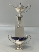Load image into Gallery viewer, Sterling Silver Oval Three Piece Condiment Set
