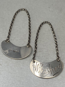 Pair of Antique Sterling Silver Whiskey Tot Labels