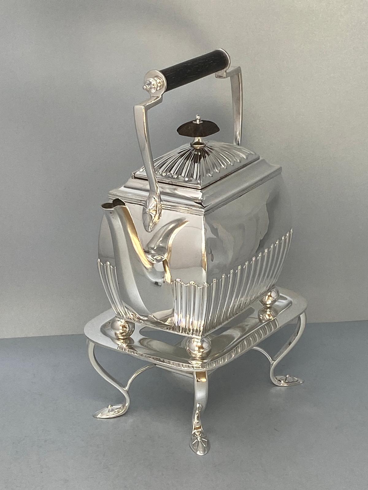 Antique Victorian Silver Plated Kettle/Teapot onStand with Lamp