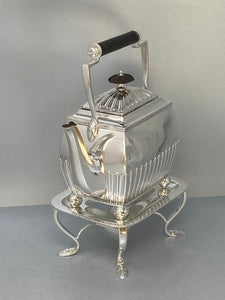 Antique Victorian Silver Plated Kettle/Teapot onStand with Lamp