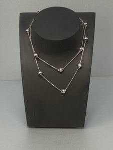 Sterling Silver Long Beaded/Disc Necklace