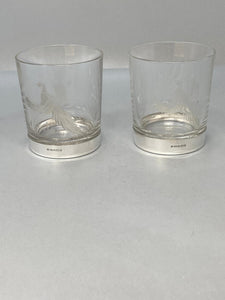 Sterling Silver & Crystal Engraved Tumblers with Pheasants