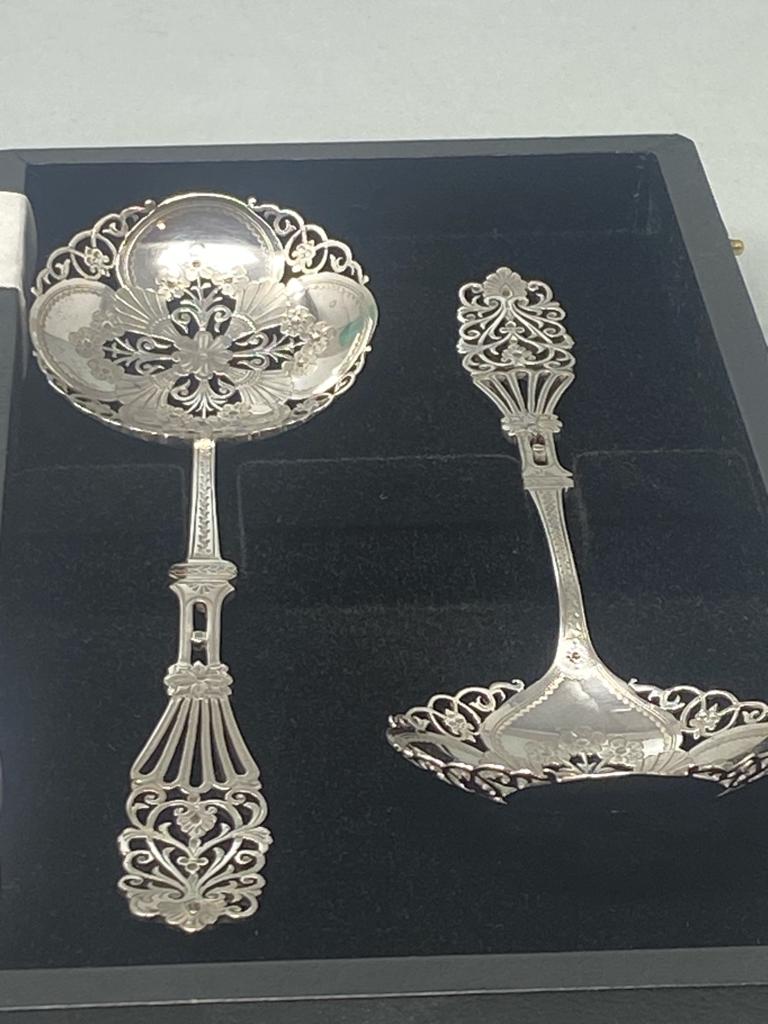 Pair of Antique Sterling Silver Spoons in Case
