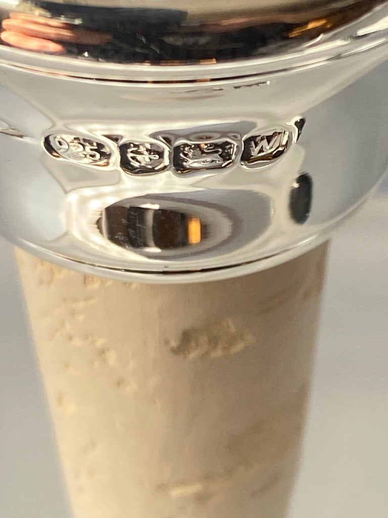 Pair of Sterling Silver Engine Turned Cork Bottle Stoppers