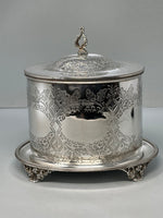 Load image into Gallery viewer, Antique Victorian Silver Plated Oval Biscuit Box by Hukin &amp; Heath
