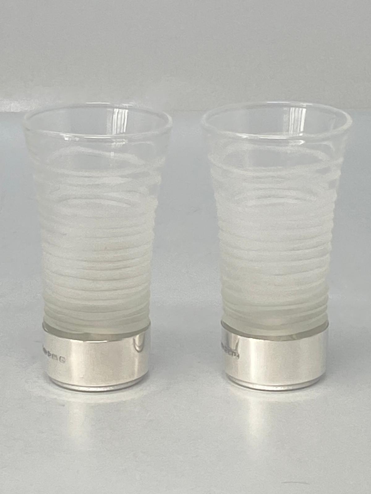 Pair of Sterling Silver & Glass Shot Glasses