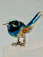 Load image into Gallery viewer, Sterling Silver and Enamel Blue Bird Model by Saturno of Italy
