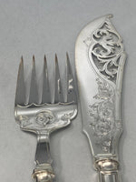 Load image into Gallery viewer, Pair of Antique Victorian Silver Plated Fish Servers in case (new)
