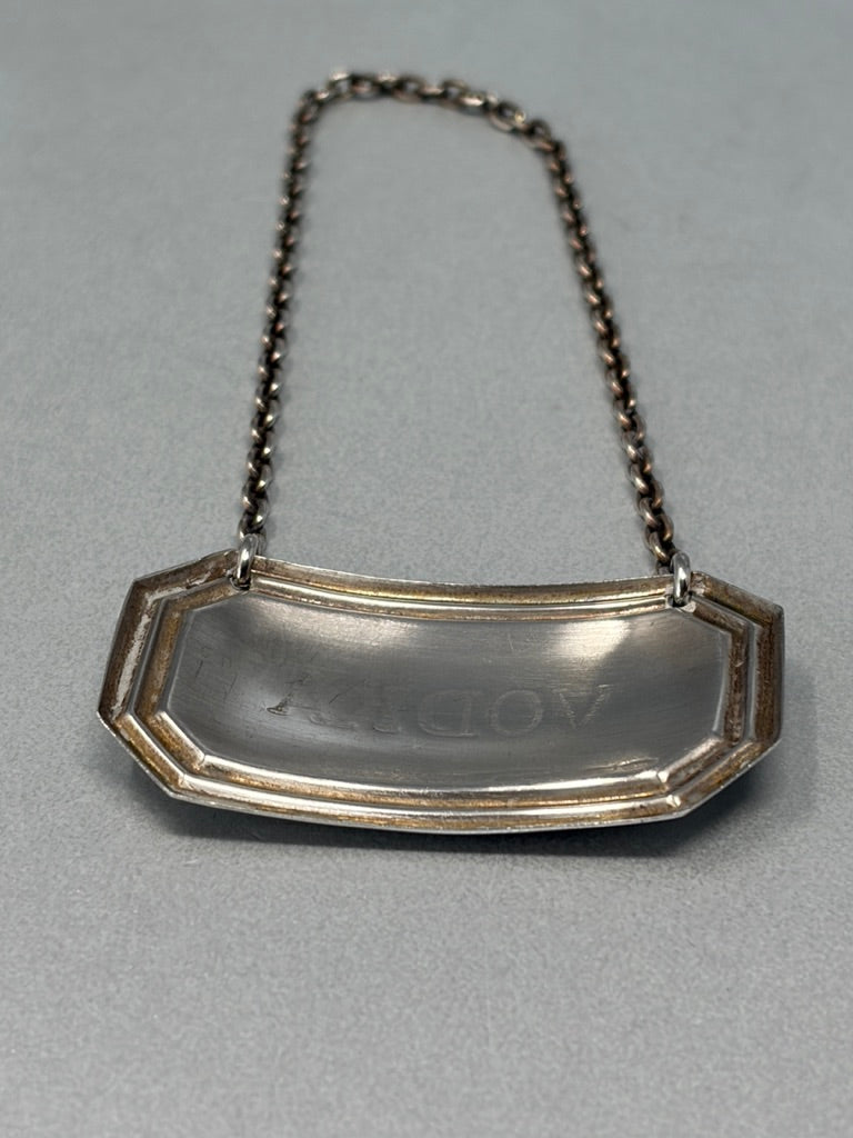 Vintage Sterling Silver Vodka Bottle Label