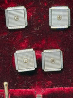 Load image into Gallery viewer, Antique 9ct Gold and Diamond Dress Shirt Set by Aspreys in Original Case
