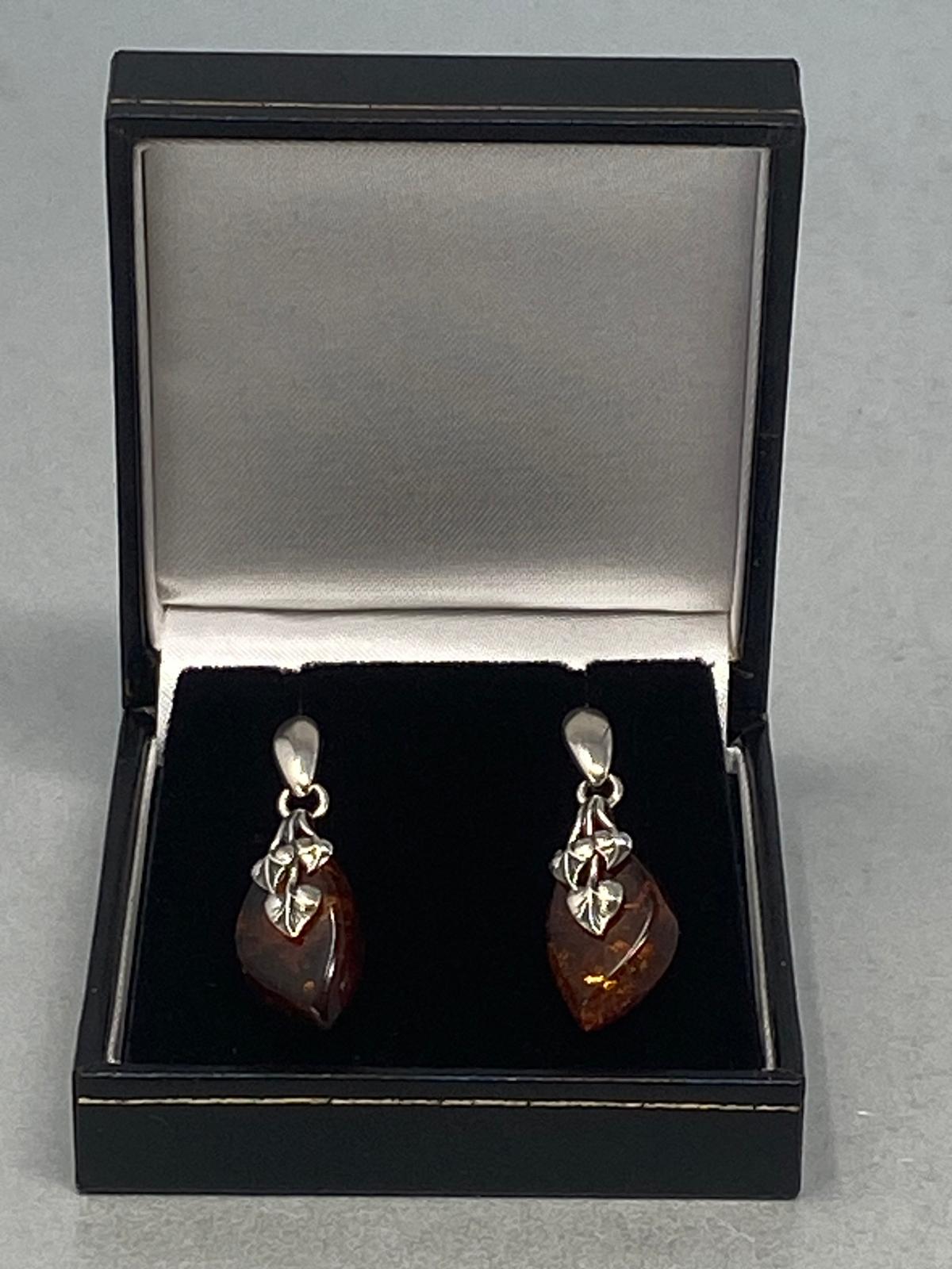 Sterling Silver and Natural Baltic Amber Earrings