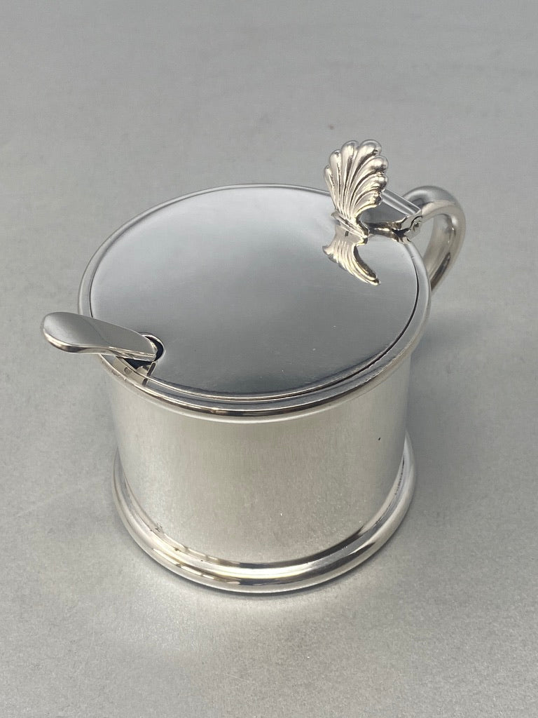 Antique Victorian Silver Plated Mustard Pot & Spoon