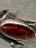Load image into Gallery viewer, Baltic Amber Necklace with Stunning very unusual link with leaf design in gift box
