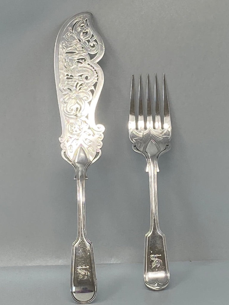 Pair of Antique Victorian Silver plated Fish Servers by Elkington & Co - circa 1870