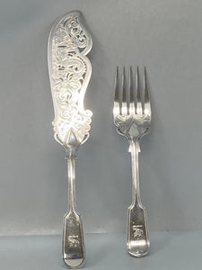 Pair of Antique Victorian Silver plated Fish Servers by Elkington & Co - circa 1870
