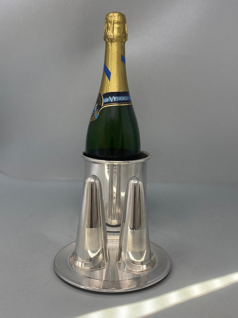 Dunhill Silver Plated Table Set - Salt & Pepper / Tray/ Bottle holder