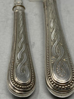 Load image into Gallery viewer, Antique Silver Plated Hand Engraved Fish Eaters (12 pairs)
