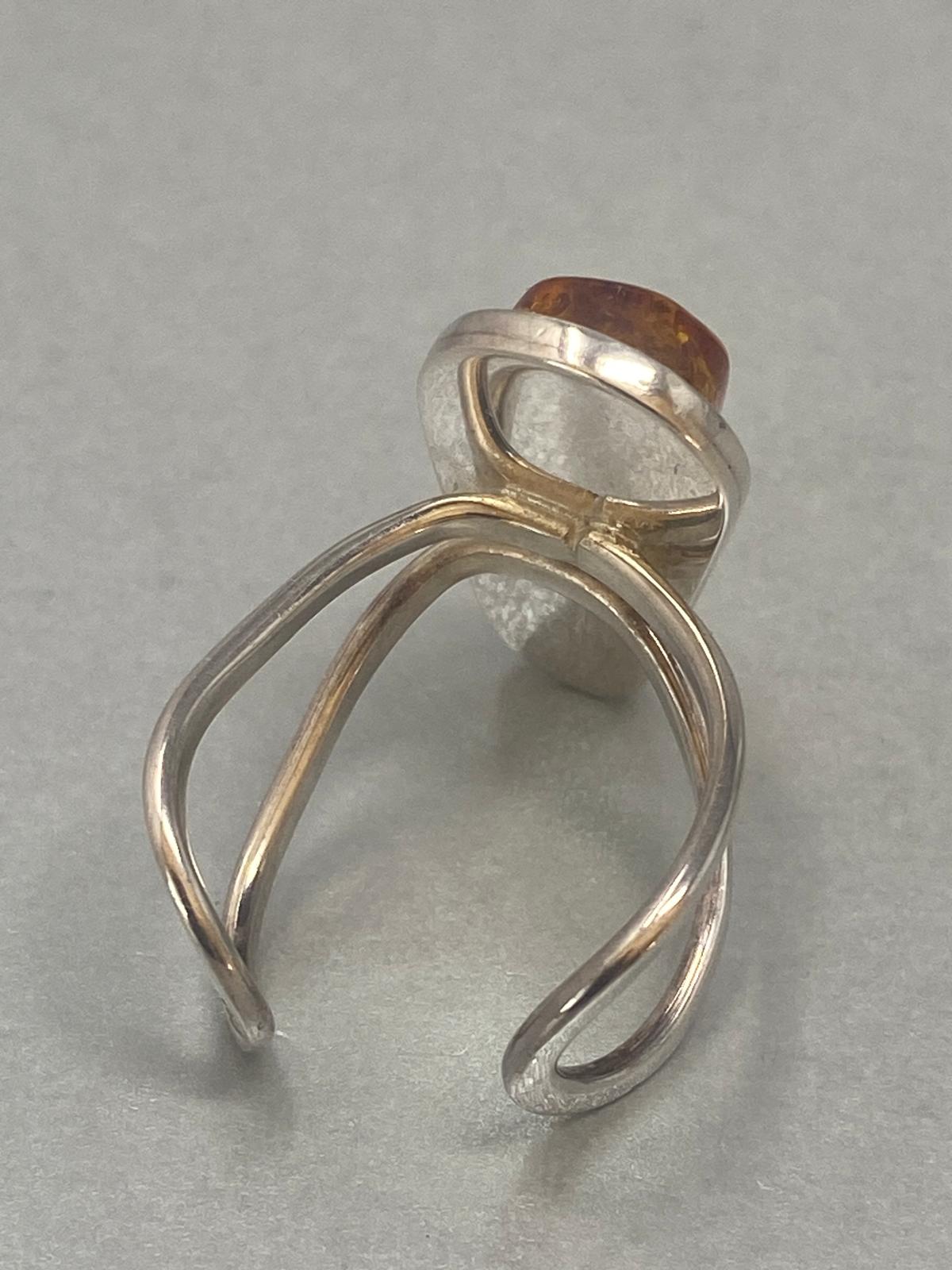 Sterling Silver & Natural Amber Ring