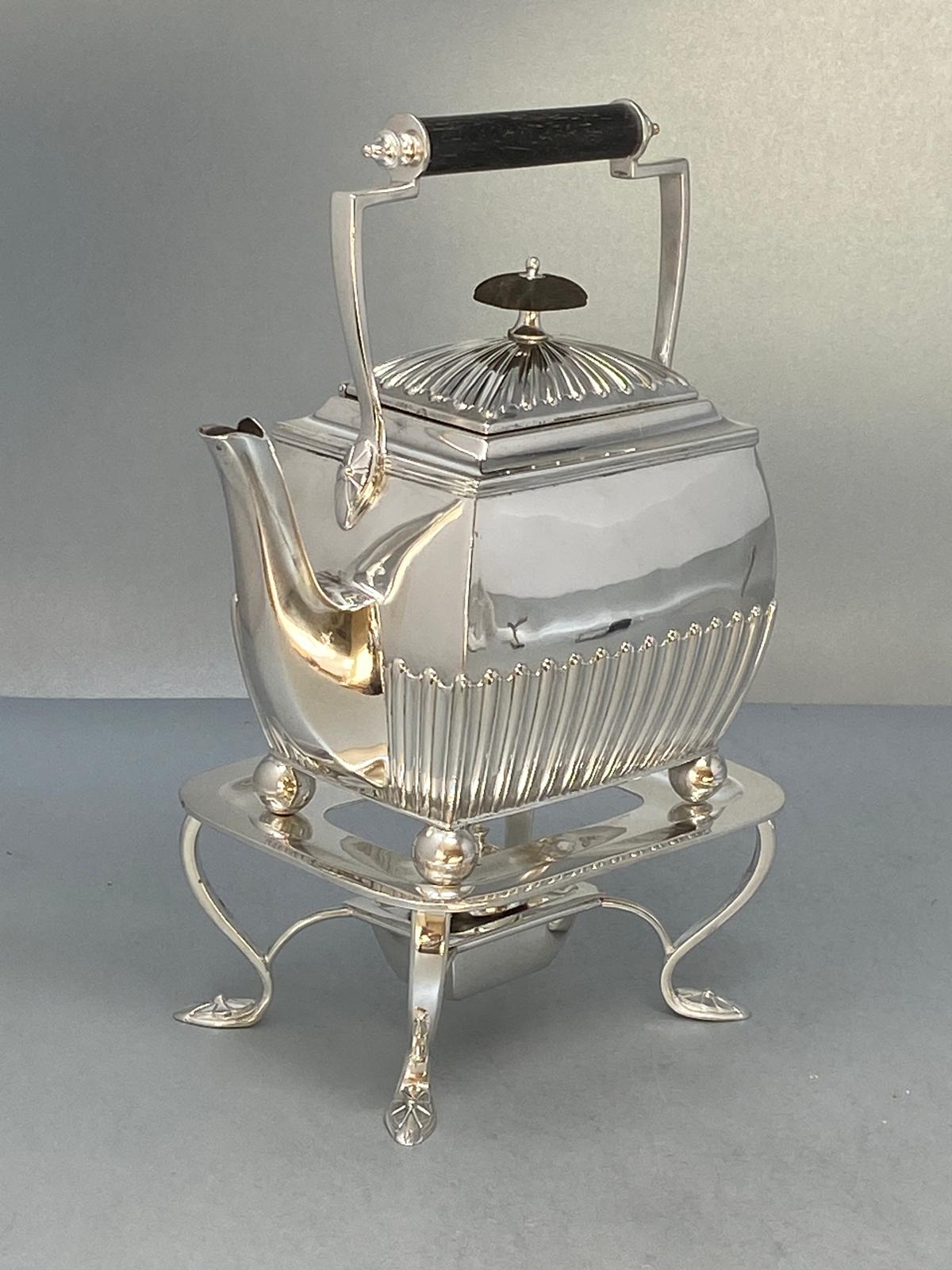 Antique Victorian Silver Plated Kettle/Teapot onStand with Lamp
