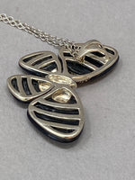 Load image into Gallery viewer, Silver, Black Onyx and Marcasite Butterfly Necklace
