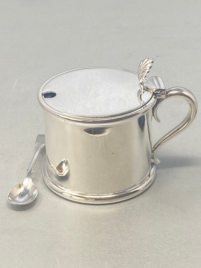 Antique Victorian Silver Plated Mustard Pot & Spoon