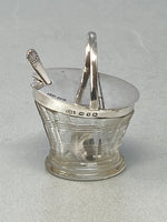 Load image into Gallery viewer, Antique Sterling Silver &amp; Glass Mustard Pot - Coal Scuttle
