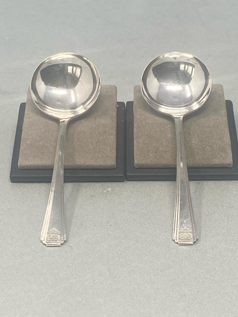 Pair of Art Deco Style Silver Plated Cream Ladles